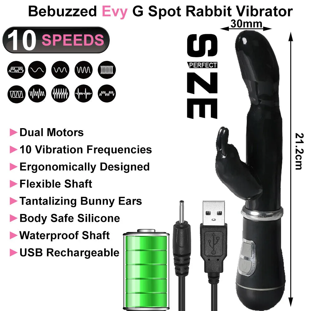 Bebuzzed Evy G-Spot Rabbit Vibrator USB Rechargeable Black