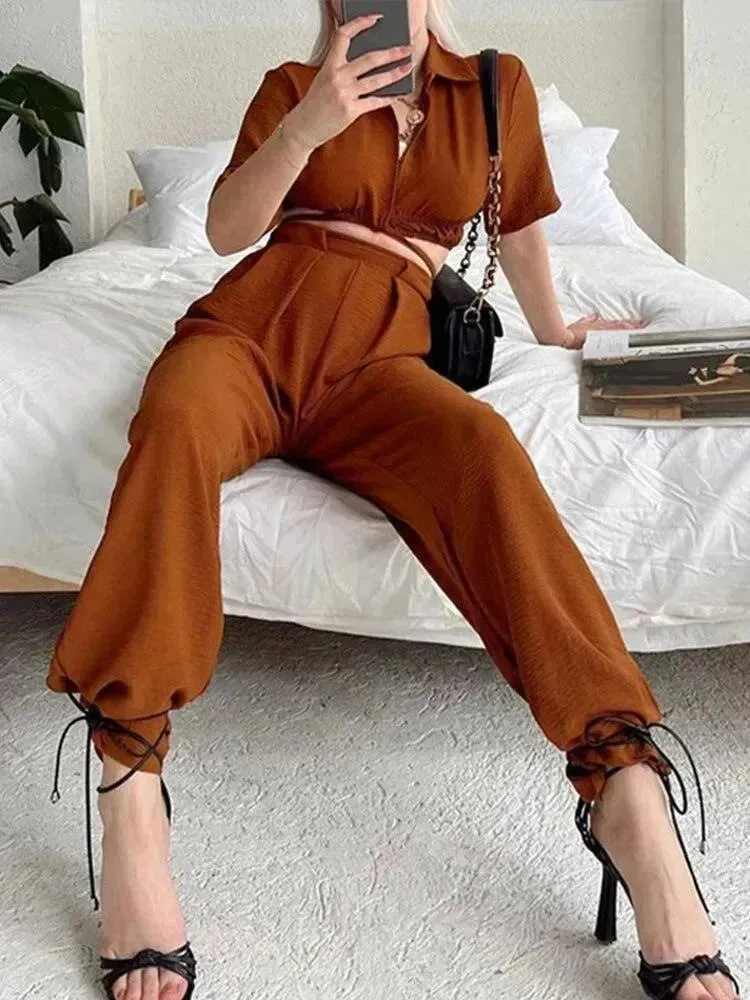 Elegant Casual Wide-Leg Two-Piece Set
