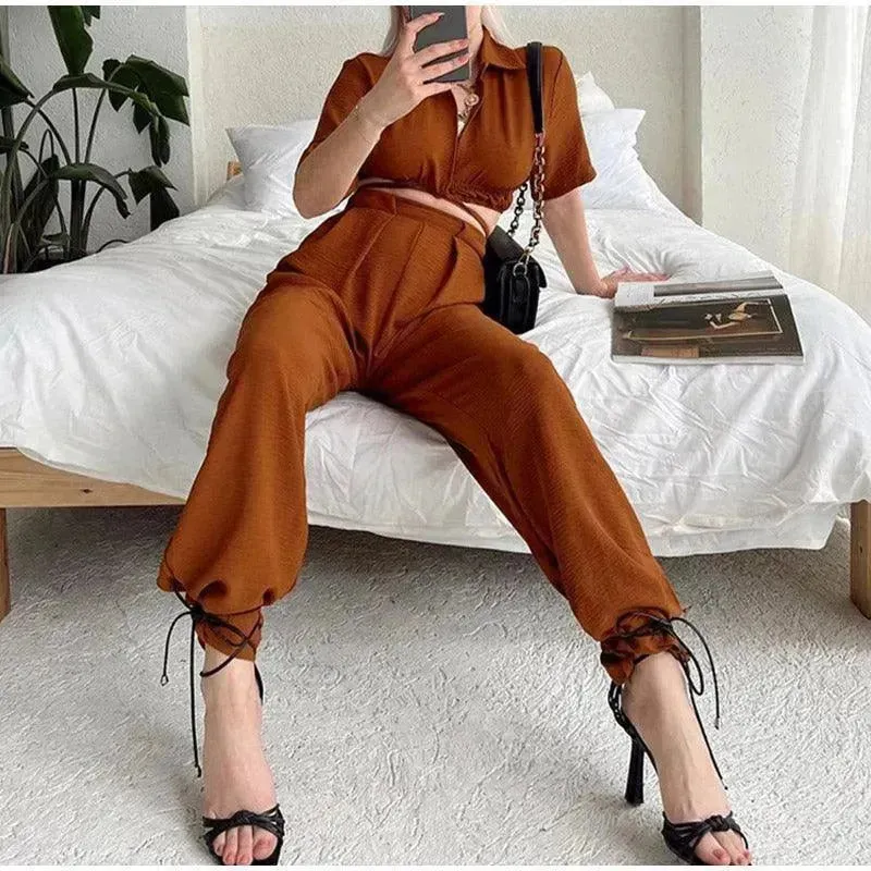 Elegant Casual Wide-Leg Two-Piece Set