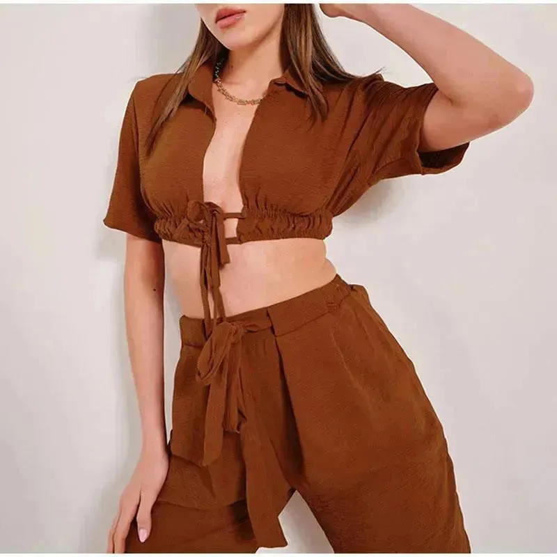 Elegant Casual Wide-Leg Two-Piece Set