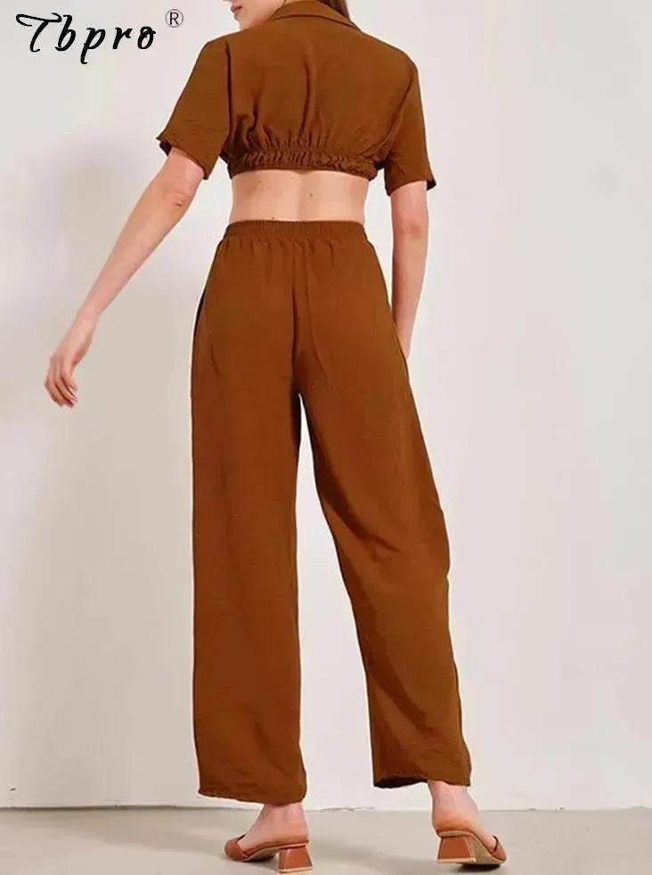 Elegant Casual Wide-Leg Two-Piece Set