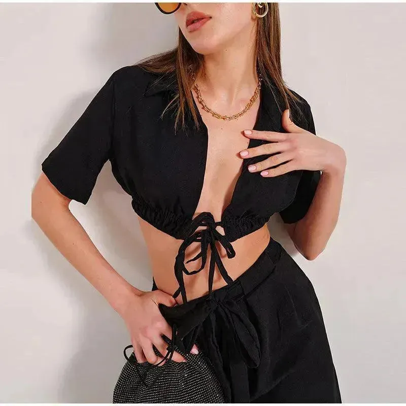 Elegant Casual Wide-Leg Two-Piece Set
