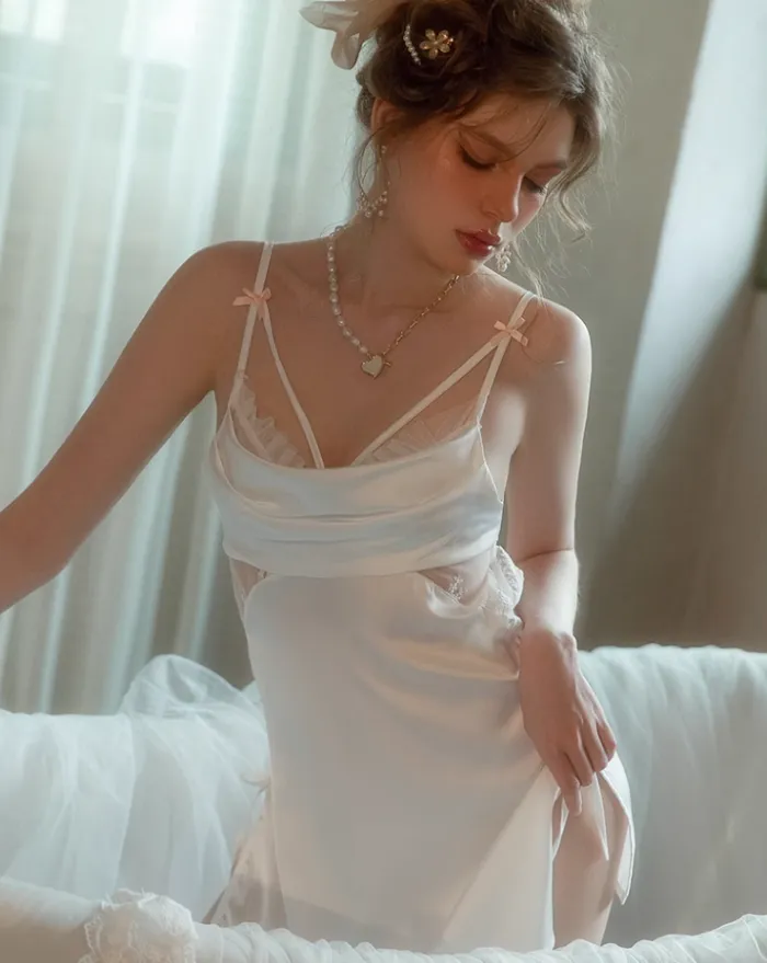 Elegant Lace Spaghetti Slip Dress Lingerie