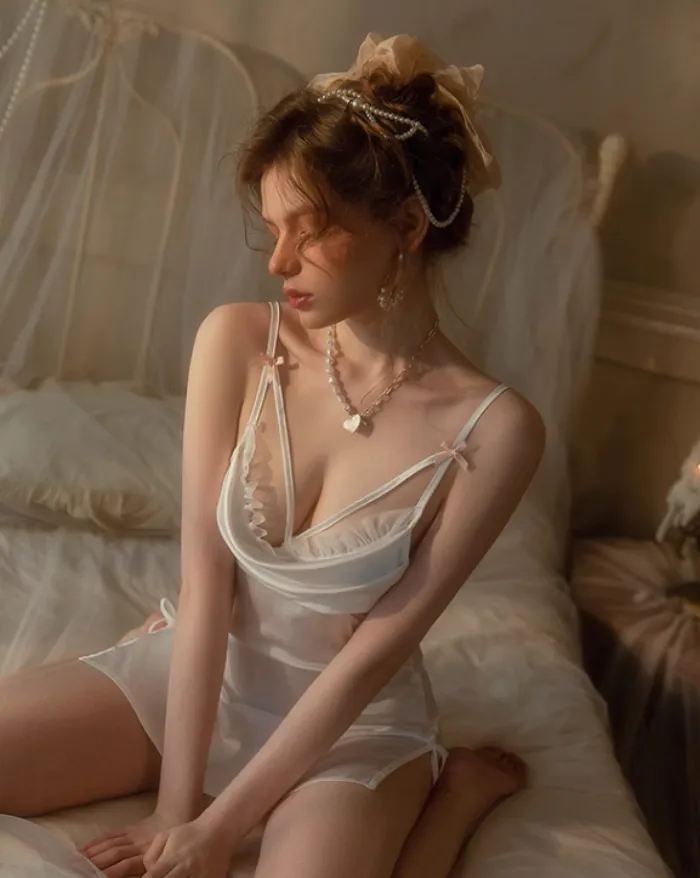 Elegant Lace Spaghetti Slip Dress Lingerie