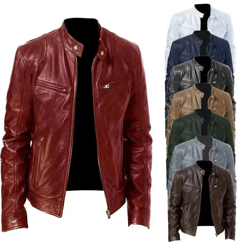 Elegant Slim Fit Men Leather Jacket