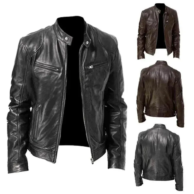 Elegant Slim Fit Men Leather Jacket