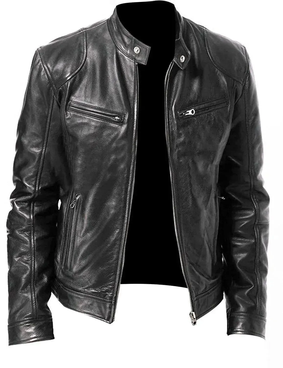 Elegant Slim Fit Men Leather Jacket