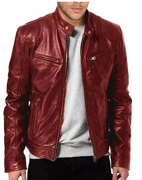 Elegant Slim Fit Men Leather Jacket