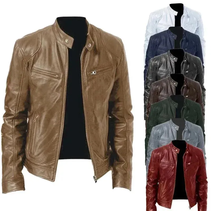 Elegant Slim Fit Men Leather Jacket