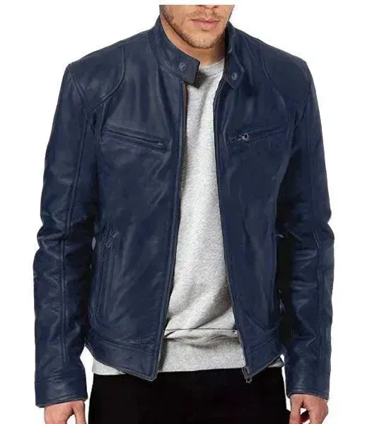 Elegant Slim Fit Men Leather Jacket