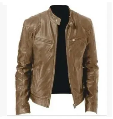 Elegant Slim Fit Men Leather Jacket
