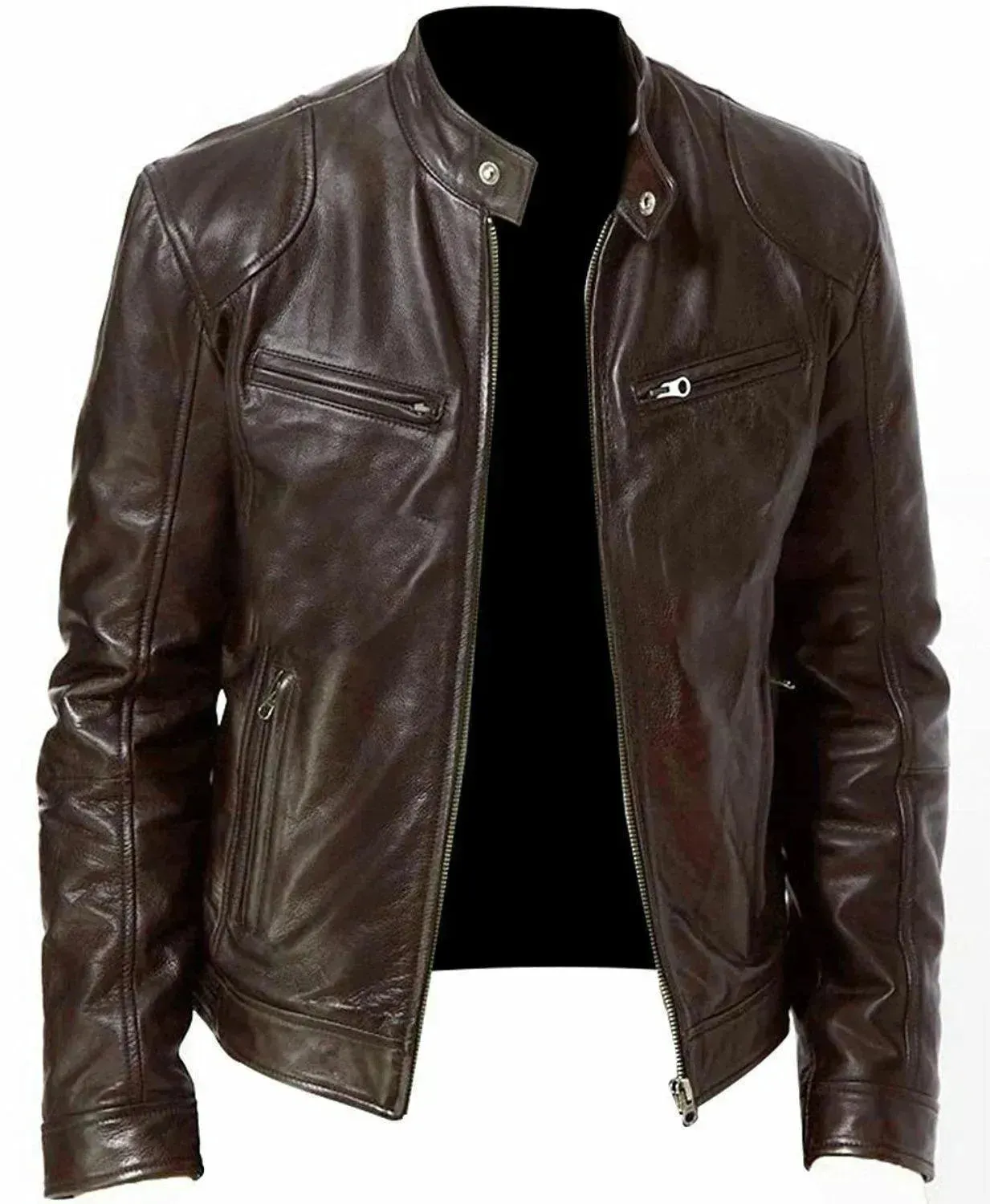 Elegant Slim Fit Men Leather Jacket