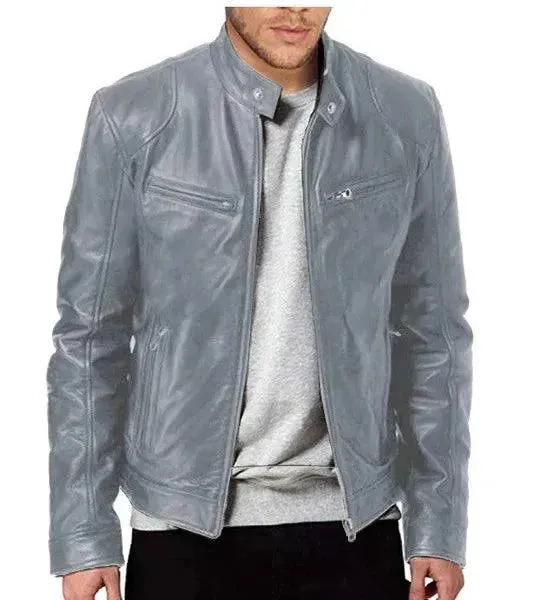 Elegant Slim Fit Men Leather Jacket