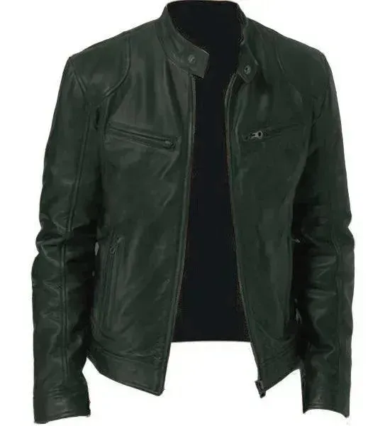 Elegant Slim Fit Men Leather Jacket