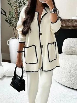 Elegant Women Casual Twill Two-Piece Set