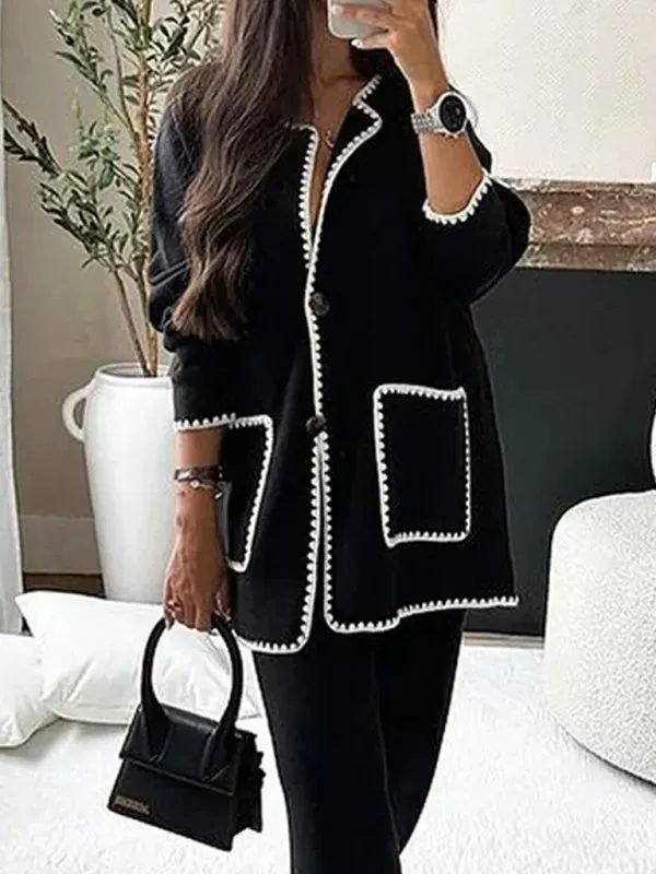 Elegant Women Casual Twill Two-Piece Set
