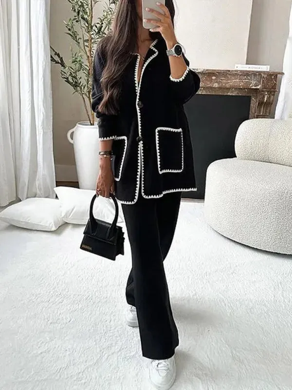 Elegant Women Casual Twill Two-Piece Set