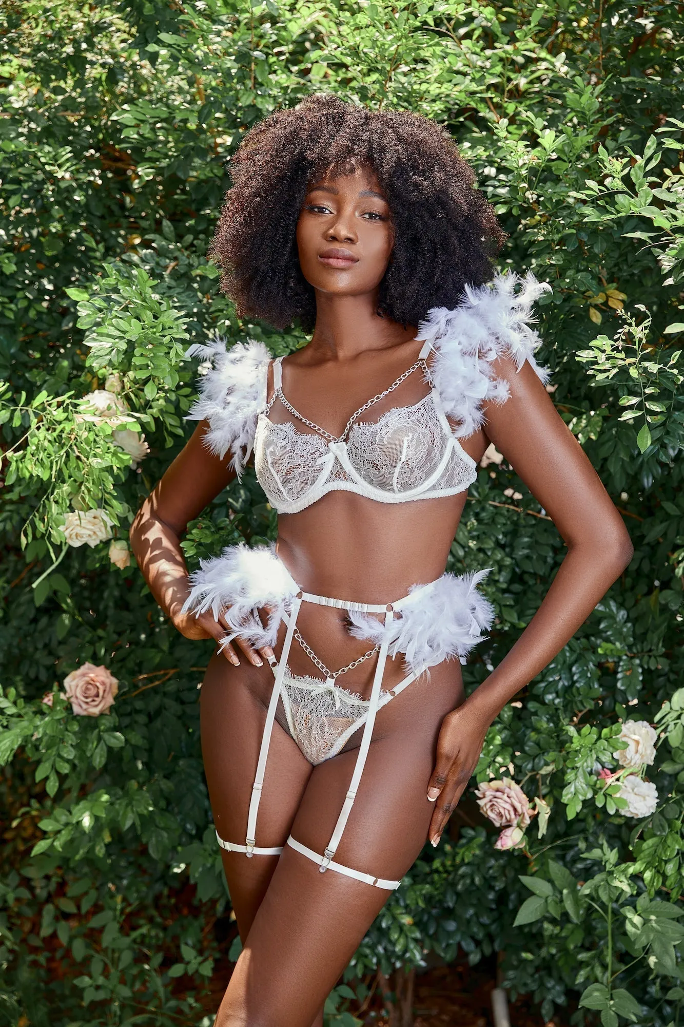 Ethereal Feather Lingerie Set
