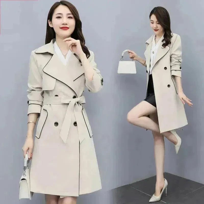 High-Quality Mid-Length Trench Coat Women