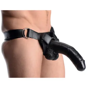 Infiltrator II Hollow Strap On With 9 Inches Dildo Black