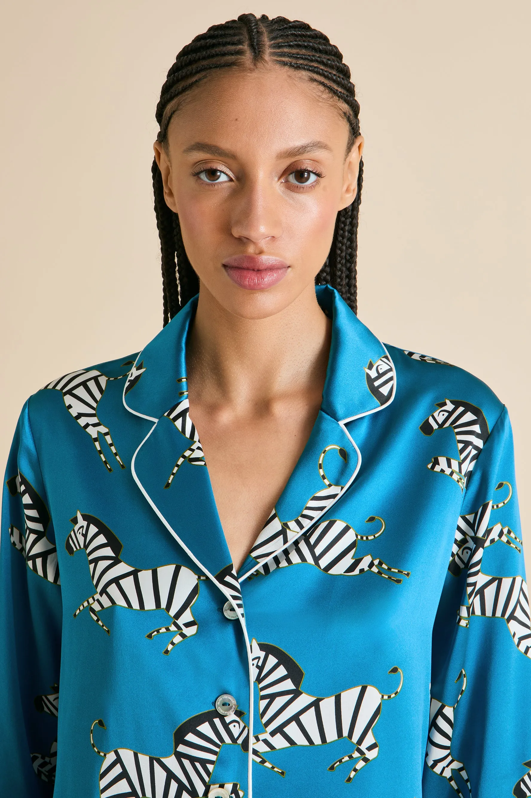 Lila Zora Blue Zebra Pajamas