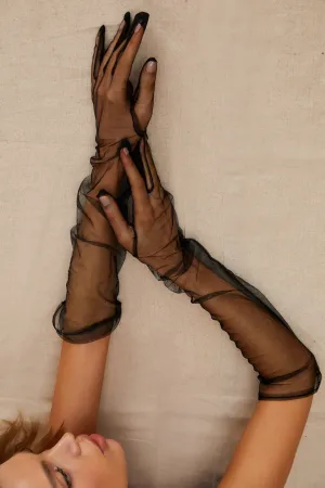 Long Sheer Black Gloves