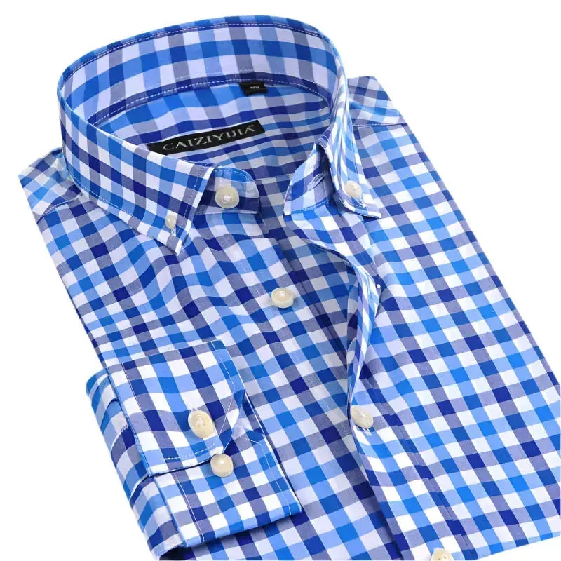 Men's Button Down Cotton Checkered Shirt