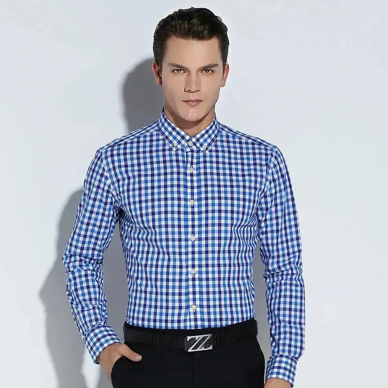 Men's Button Down Cotton Checkered Shirt