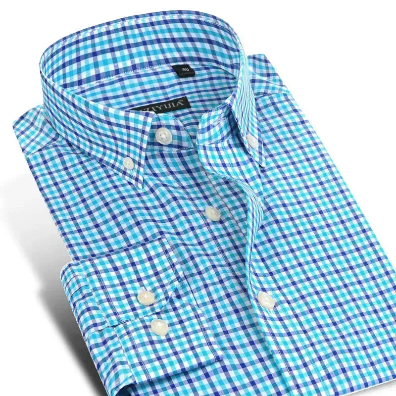 Men's Button Down Cotton Checkered Shirt