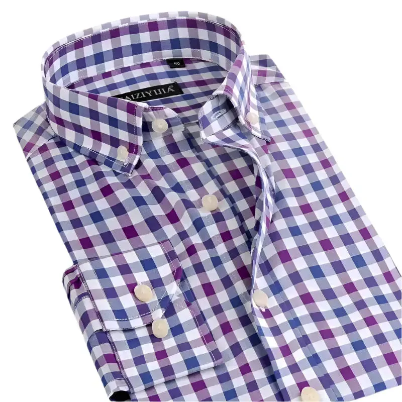 Men's Button Down Cotton Checkered Shirt