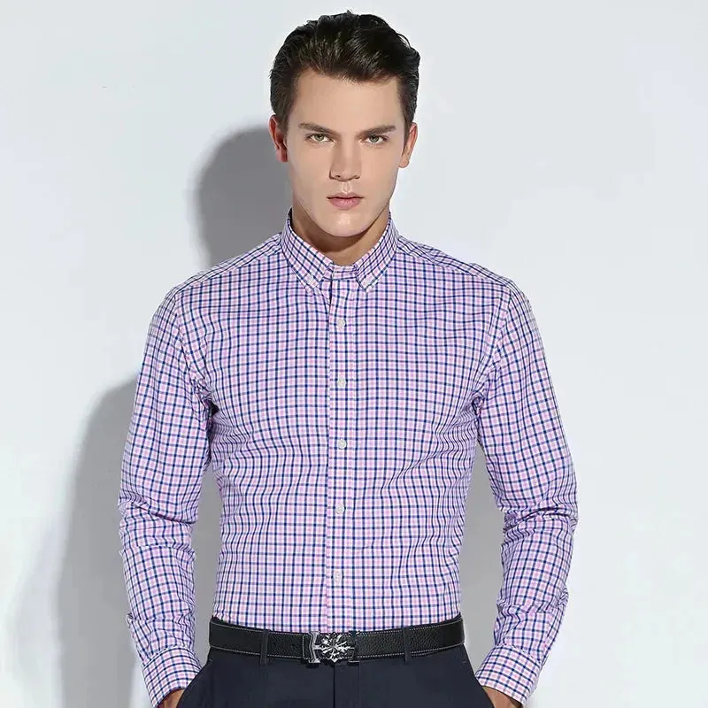 Men's Button Down Cotton Checkered Shirt