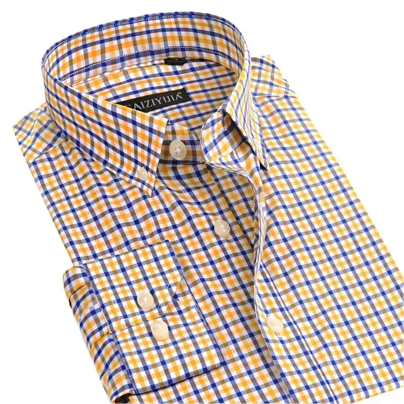 Men's Button Down Cotton Checkered Shirt