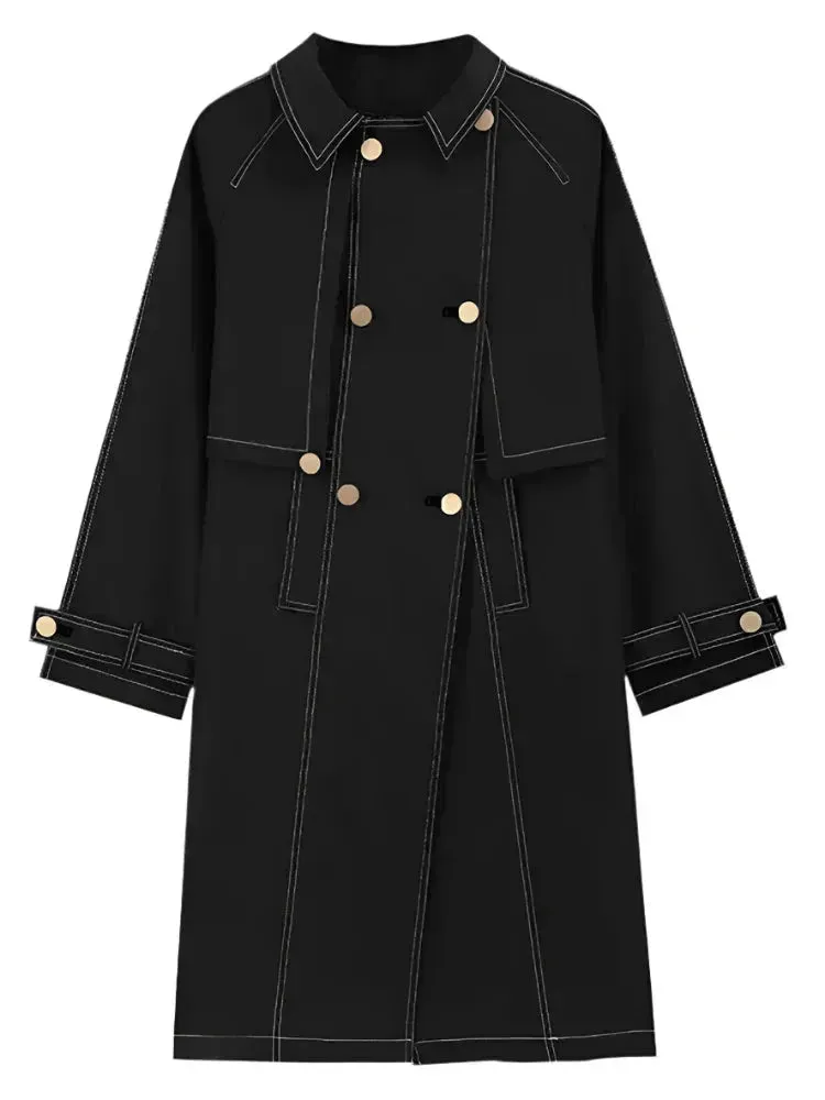 Men's Casual Loose Double-Breasted Trench Overcoat