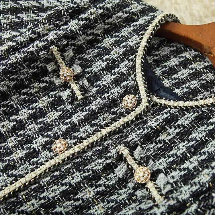 Multi-Pockets Vintage Tweed Skirt Suit
