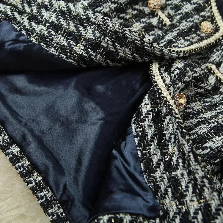Multi-Pockets Vintage Tweed Skirt Suit