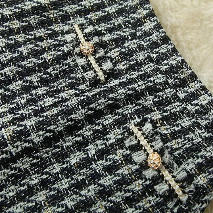 Multi-Pockets Vintage Tweed Skirt Suit