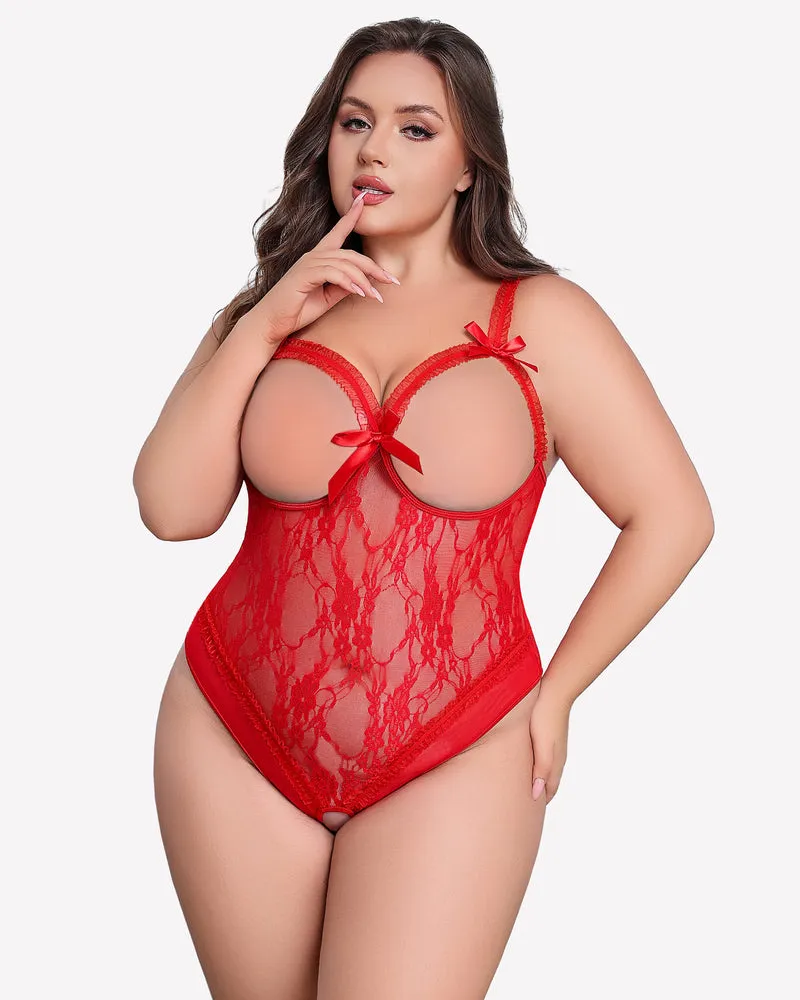 Plus Size Crotchless Exotic Lace Teddies