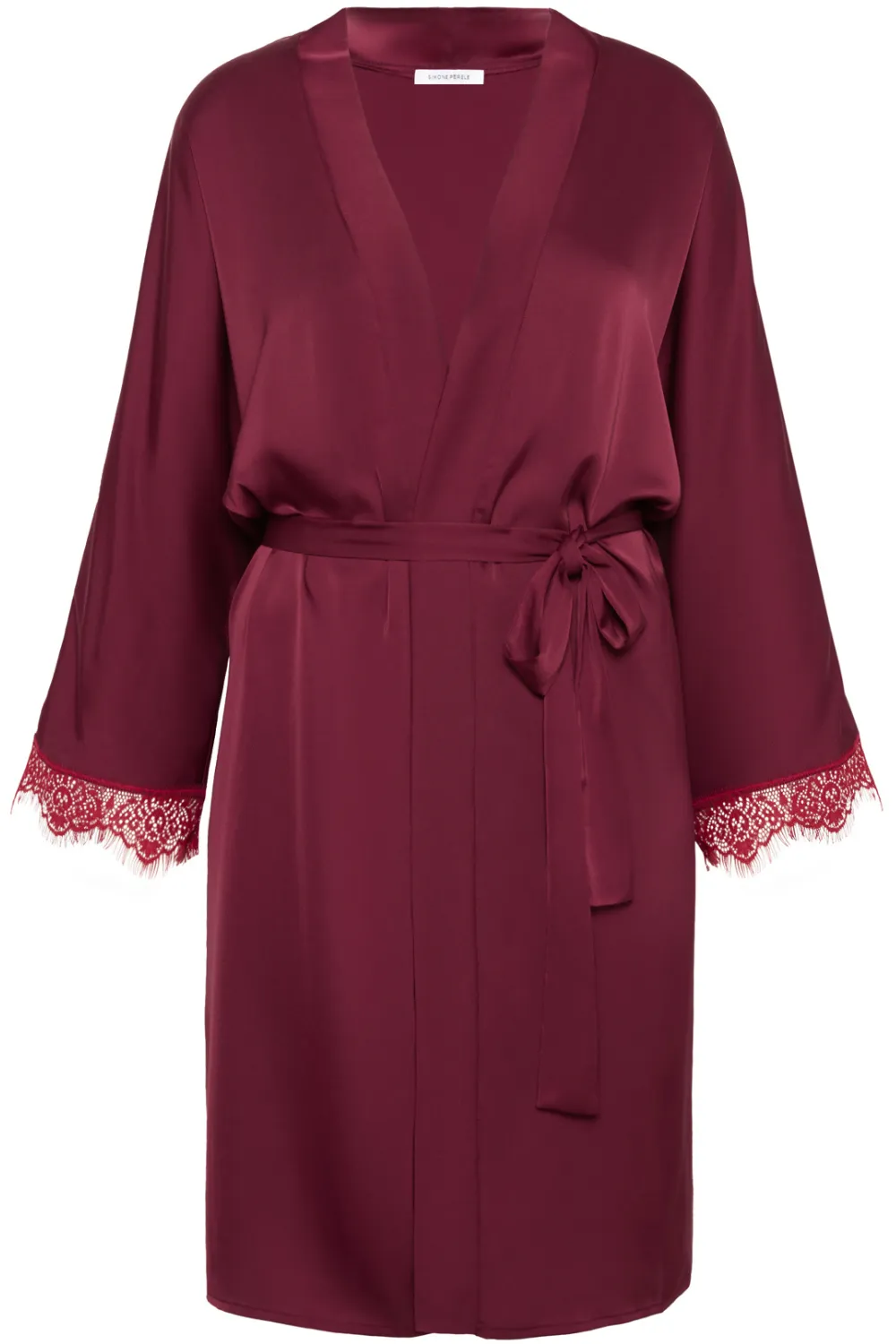 Satin Secrets Mid-Length Kimono in Spinel Red