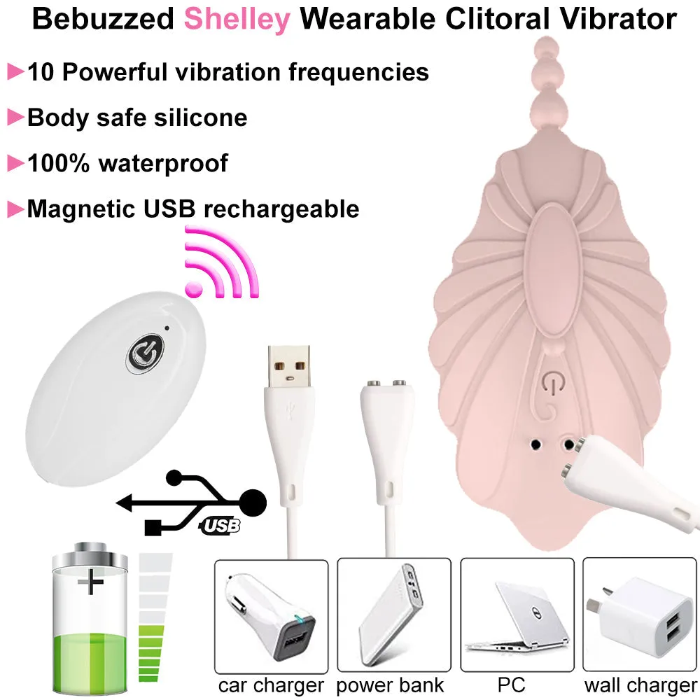 Shelly Wearable Panty Vibrator Clitoral Stimulator Remote Controlled USB Pink