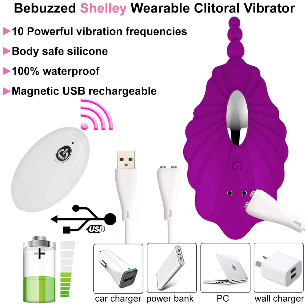Shelly Wearable Panty Vibrator Clitoral Stimulator Remote Controlled USB Purple
