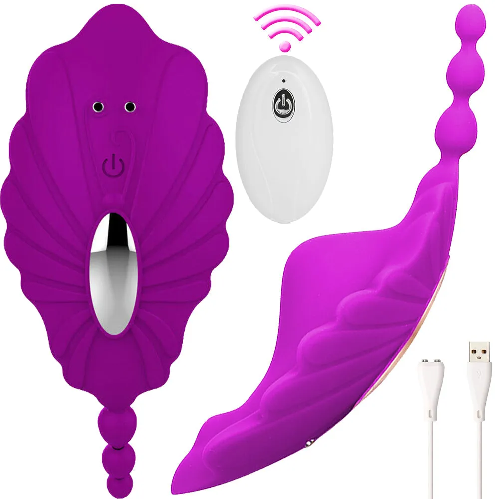 Shelly Wearable Panty Vibrator Clitoral Stimulator Remote Controlled USB Purple