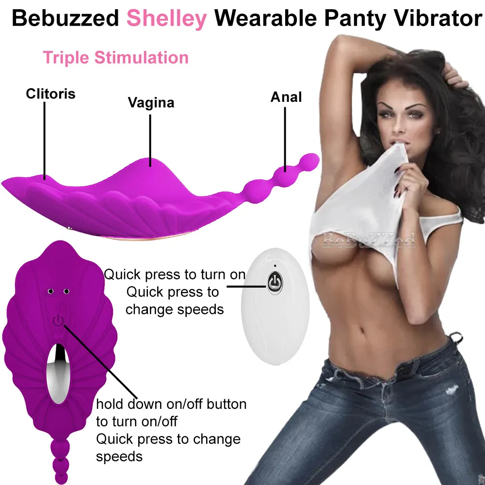 Shelly Wearable Panty Vibrator Clitoral Stimulator Remote Controlled USB Purple