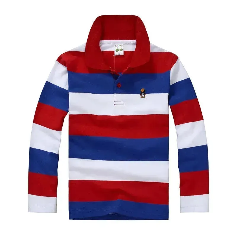 Striped Long Sleeve Polo Shirt for Kids