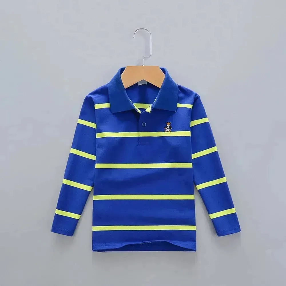 Striped Polyester Polo Shirt for Kids