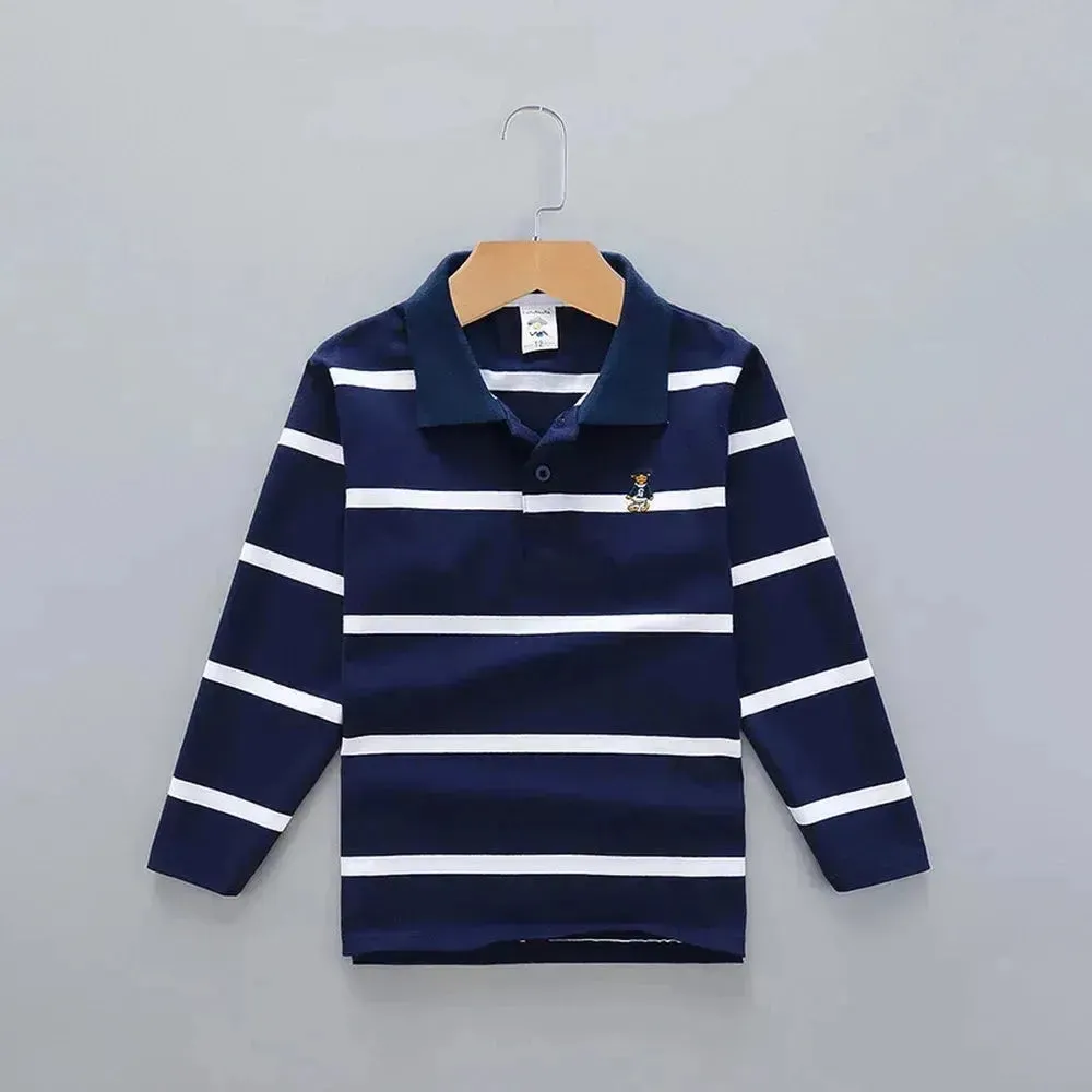 Striped Polyester Polo Shirt for Kids