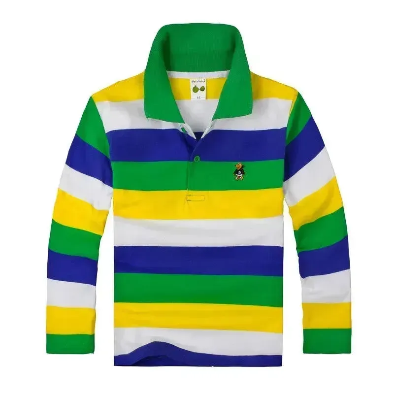 Striped Polyester Polo Shirt for Kids