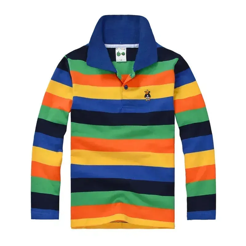 Striped Polyester Polo Shirt for Kids