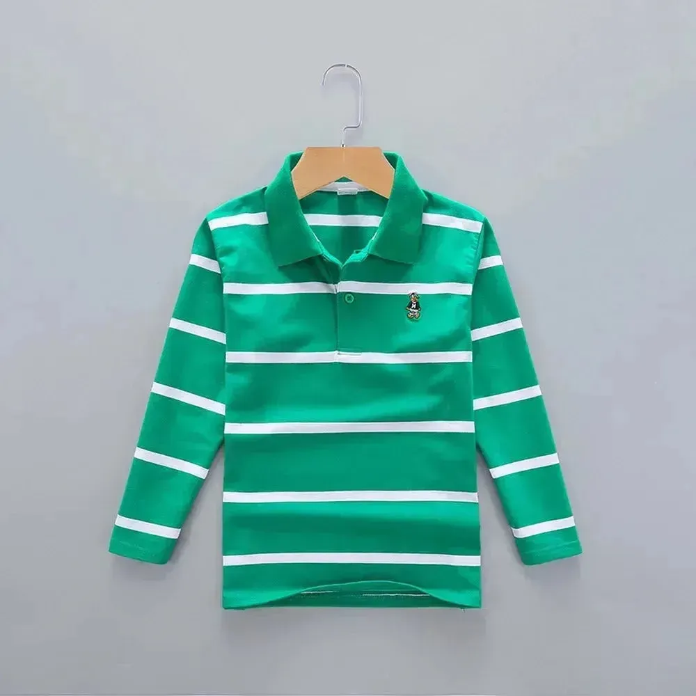 Striped Polyester Polo Shirt for Kids