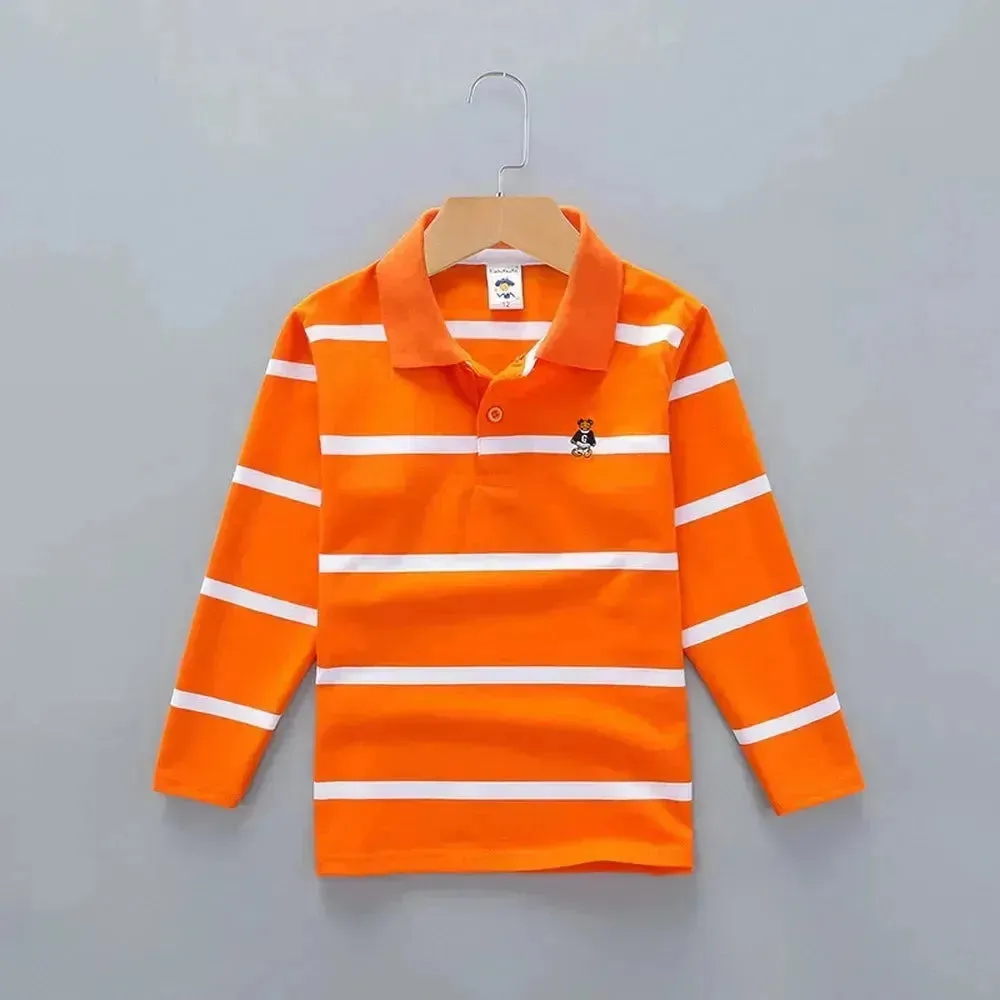 Striped Polyester Polo Shirt for Kids