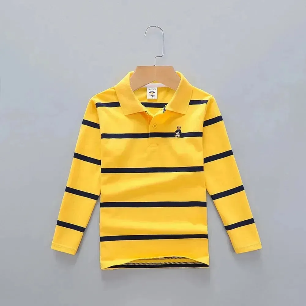 Striped Polyester Polo Shirt for Kids